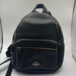 🖤 Coach Mini Charlie Pebbled Leather Backpack – Black & Gold Hardware